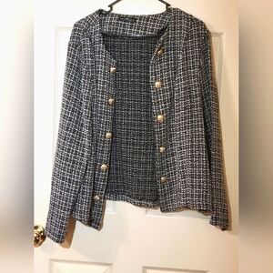 Black and white tweed blazer
